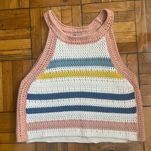 BCBG Crocheted Cropped Tank Top